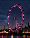 Stamp showing the London Eye at night